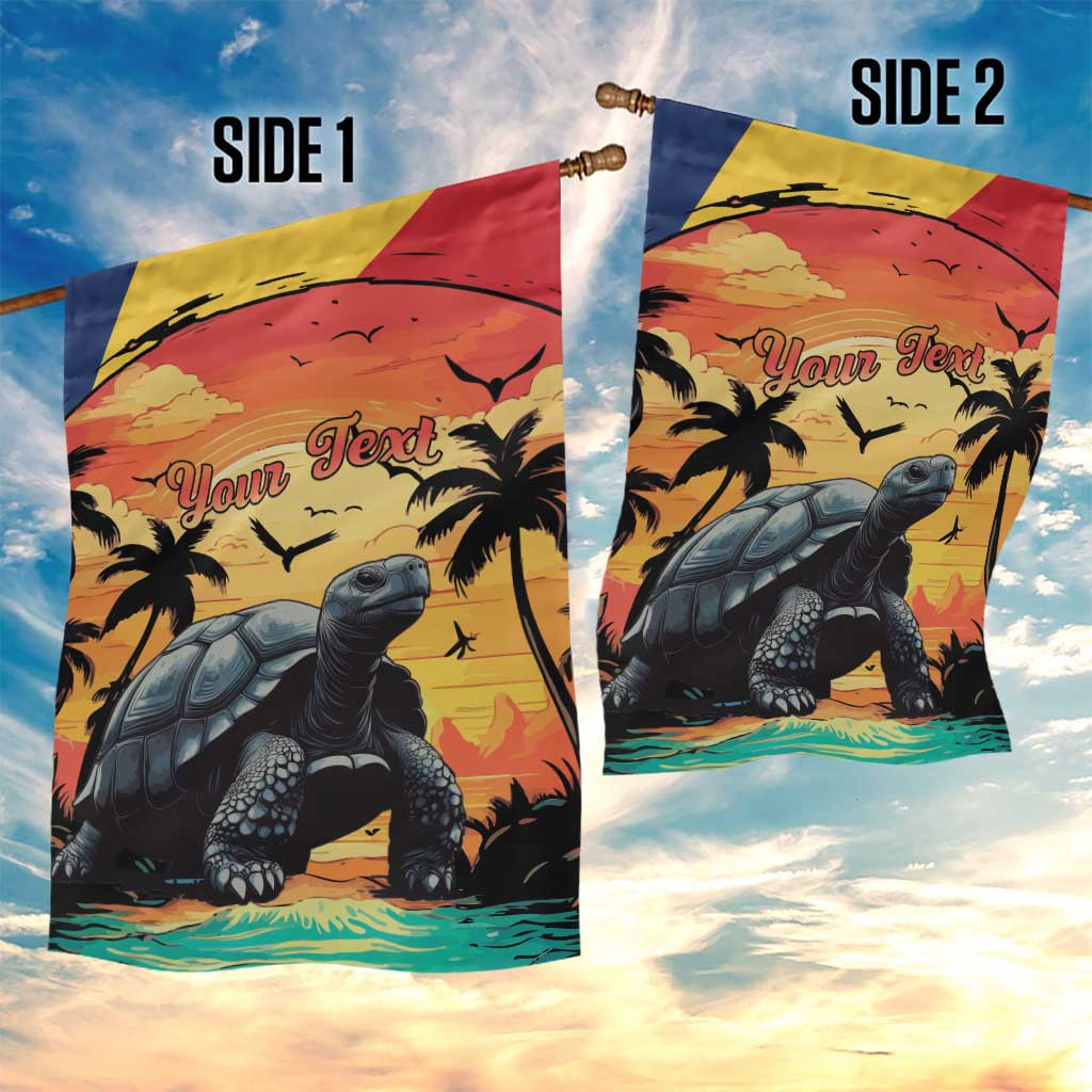 Personalised Afro Seychelles Garden Flag Aldabra Giant Tortoise With Beach Sunset LT15
