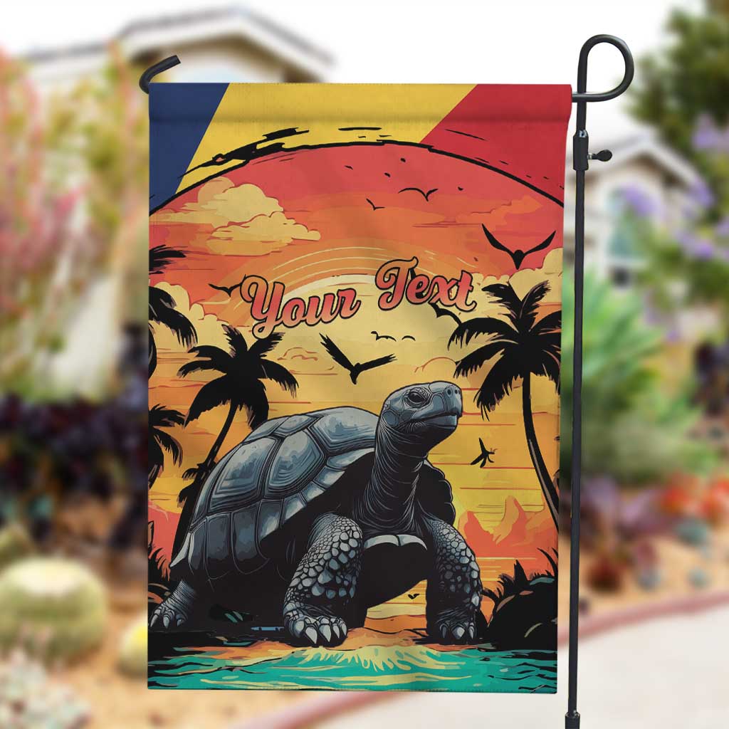 Personalised Afro Seychelles Garden Flag Aldabra Giant Tortoise With Beach Sunset LT15