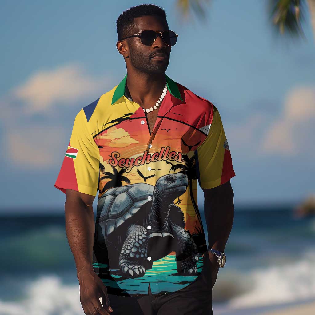 Personalised Afro Seychelles Hawaiian Shirt Aldabra Giant Tortoise With Beach Sunset LT15