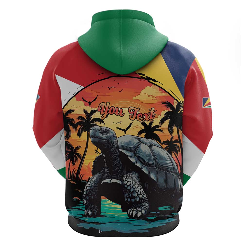 Personalised Seychelles Aldabra Giant Tortoise Hoodie Beach Sunset LT15