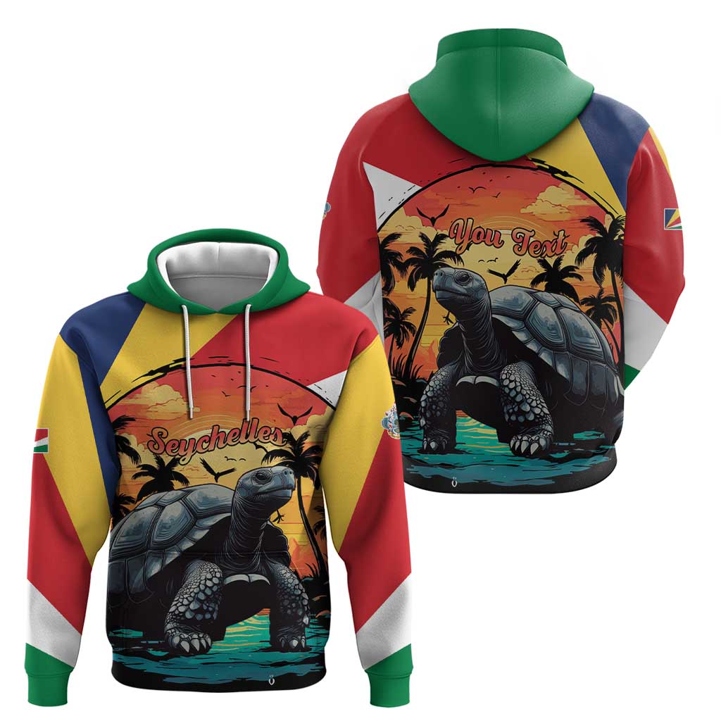 Personalised Seychelles Aldabra Giant Tortoise Hoodie Beach Sunset LT15