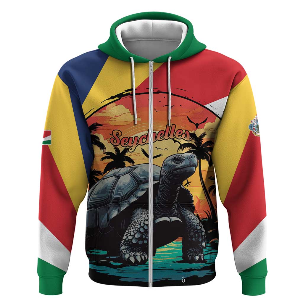 Personalised Seychelles Aldabra Giant Tortoise Hoodie Beach Sunset LT15