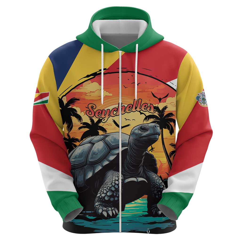 Personalised Seychelles Aldabra Giant Tortoise Hoodie Beach Sunset LT15