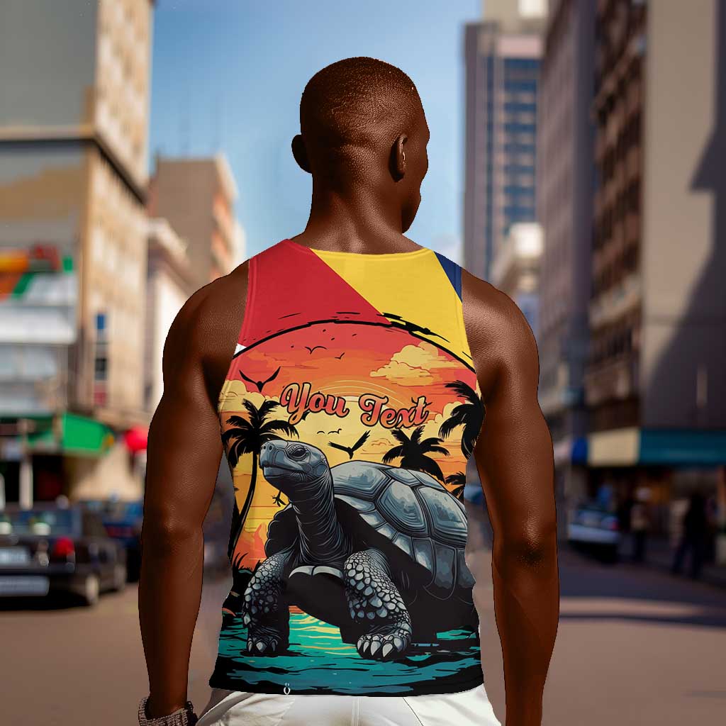 Personalised Afro Seychelles Men Tank Top Aldabra Giant Tortoise With Beach Sunset LT15
