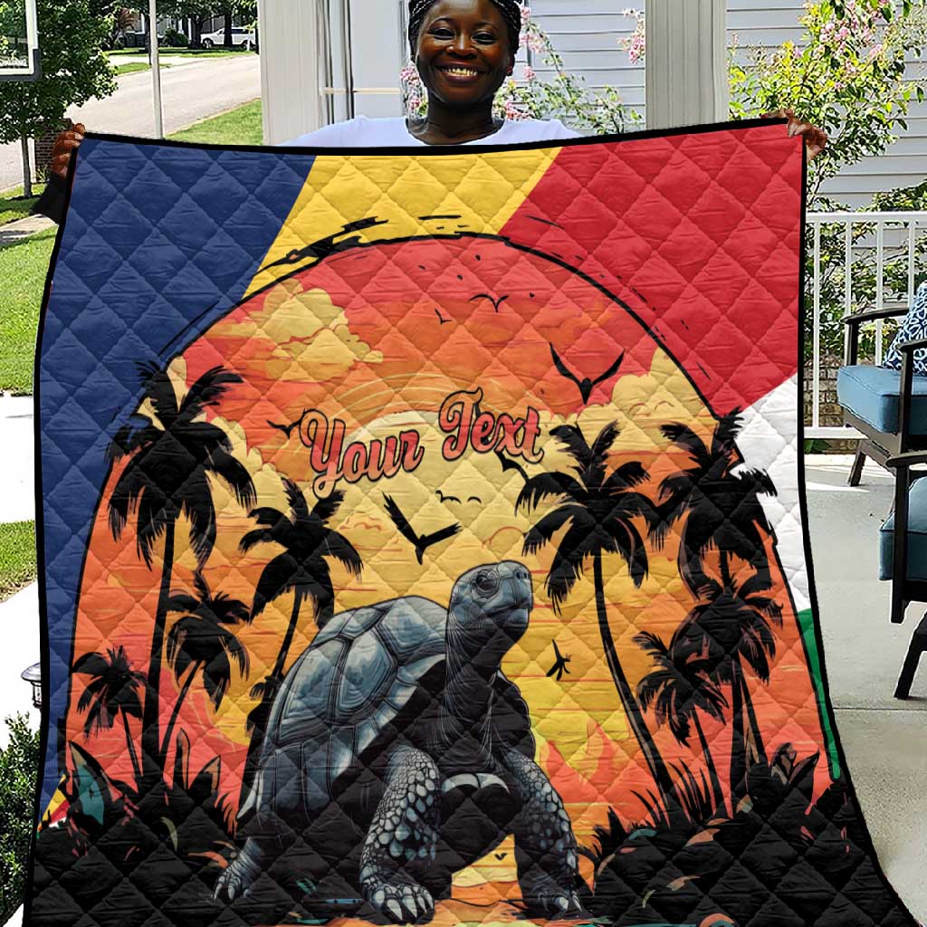Personalised Afro Seychelles Quilt Aldabra Giant Tortoise With Beach Sunset LT15