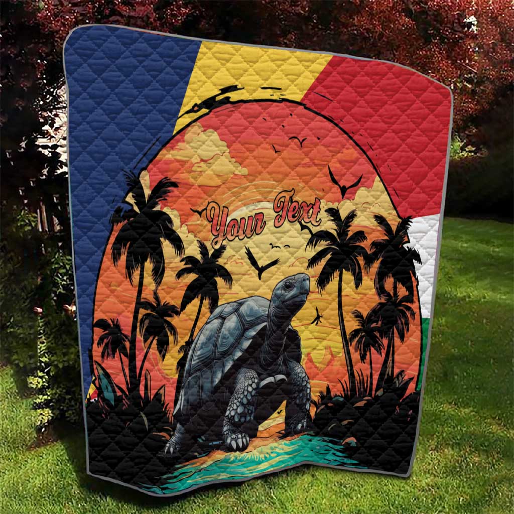 Personalised Afro Seychelles Quilt Aldabra Giant Tortoise With Beach Sunset LT15