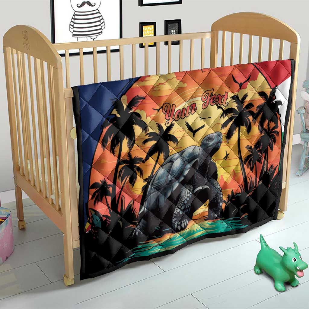 Personalised Afro Seychelles Quilt Aldabra Giant Tortoise With Beach Sunset LT15