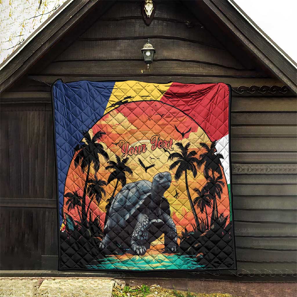 Personalised Afro Seychelles Quilt Aldabra Giant Tortoise With Beach Sunset LT15