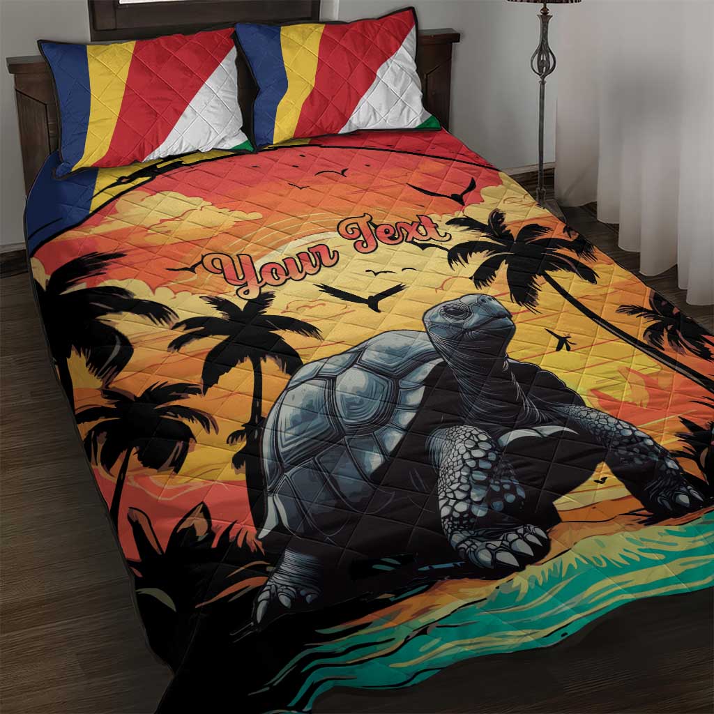 Personalised Afro Seychelles Quilt Bed Set Aldabra Giant Tortoise With Beach Sunset LT15