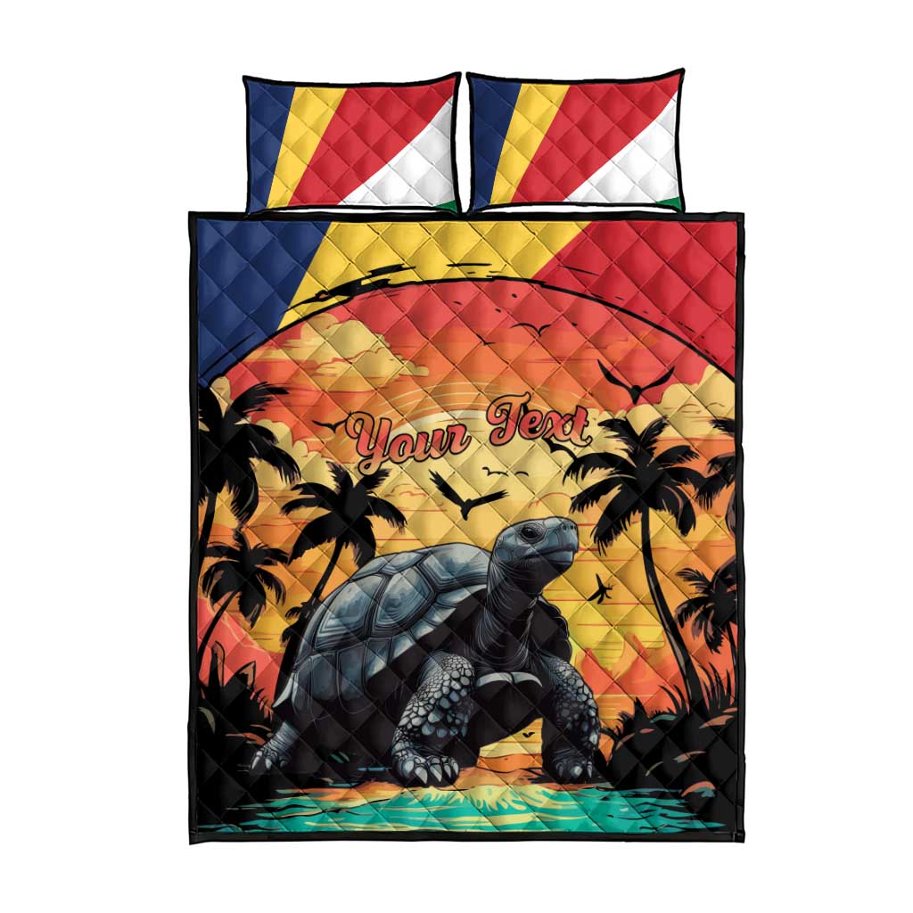 Personalised Afro Seychelles Quilt Bed Set Aldabra Giant Tortoise With Beach Sunset LT15