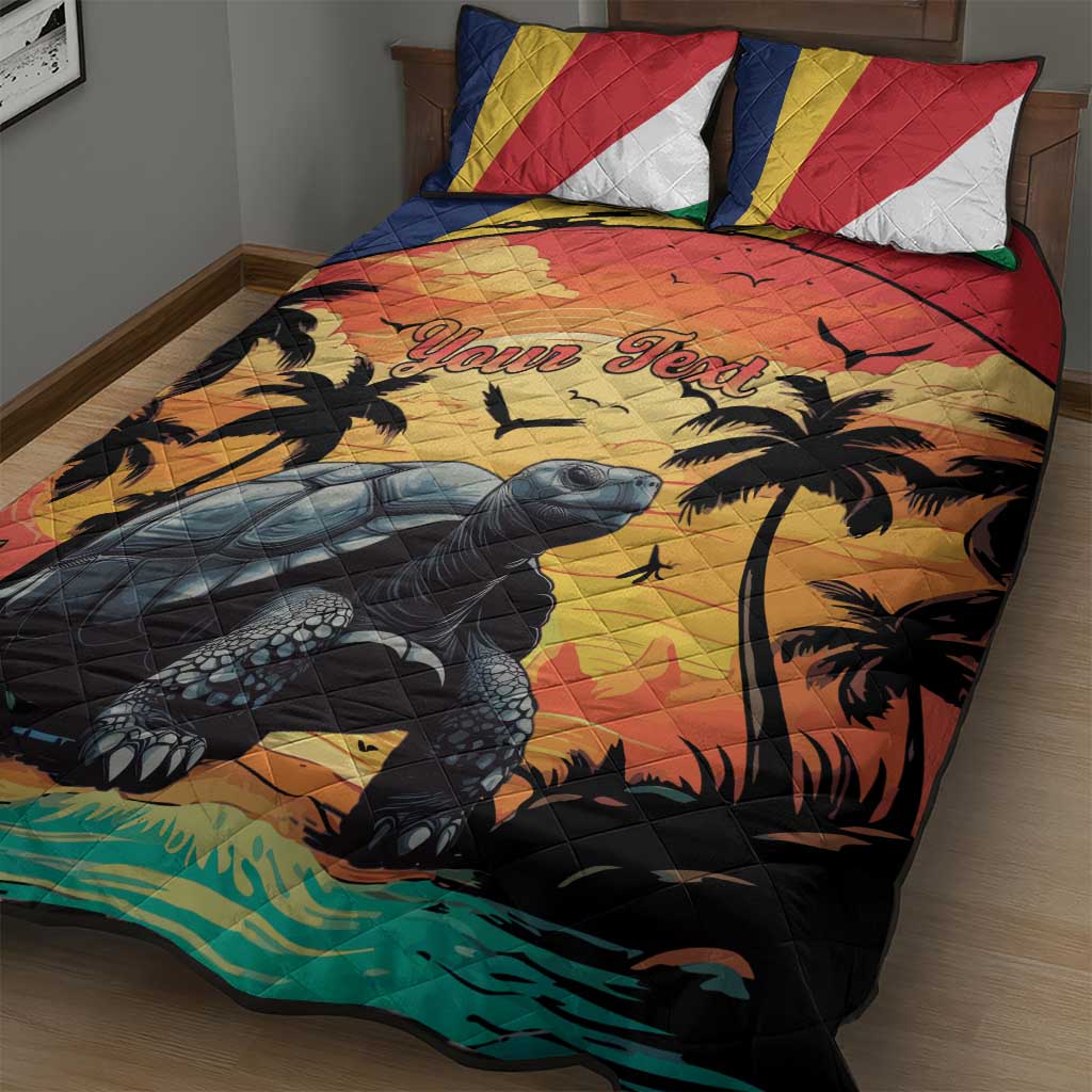 Personalised Afro Seychelles Quilt Bed Set Aldabra Giant Tortoise With Beach Sunset LT15