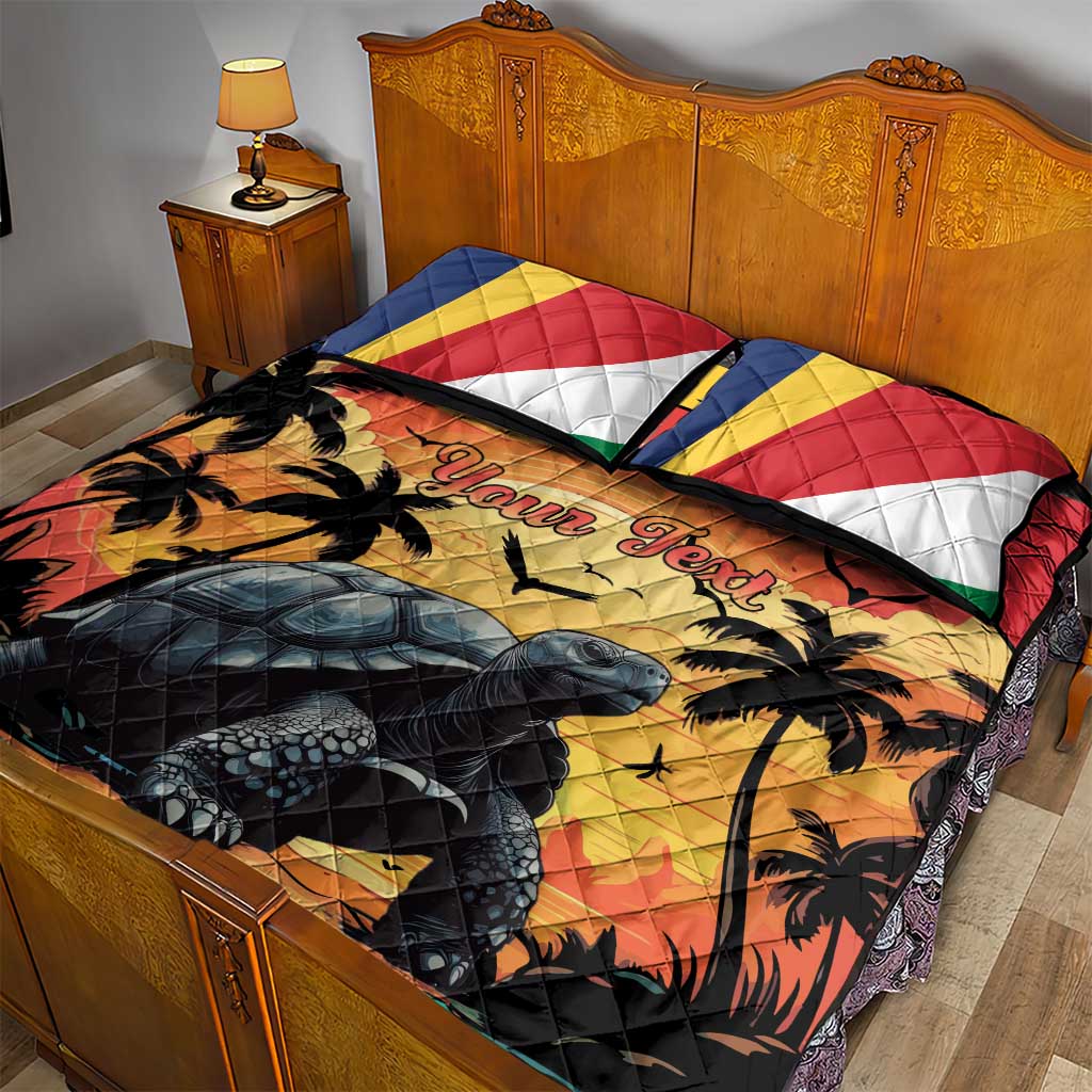 Personalised Afro Seychelles Quilt Bed Set Aldabra Giant Tortoise With Beach Sunset LT15