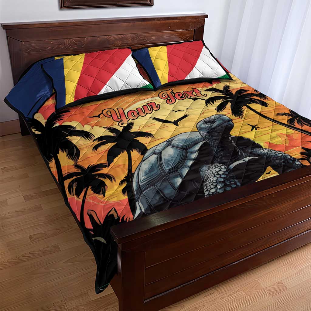Personalised Afro Seychelles Quilt Bed Set Aldabra Giant Tortoise With Beach Sunset LT15