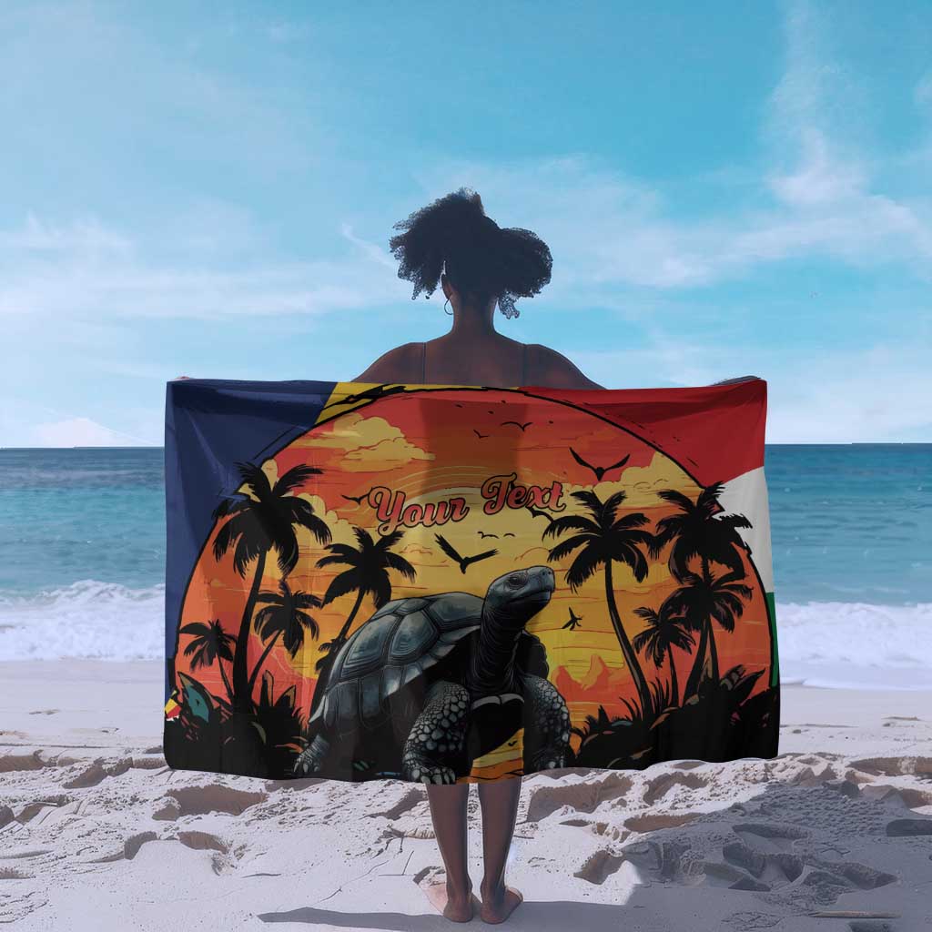 Personalised Afro Seychelles Sarong Aldabra Giant Tortoise With Beach Sunset LT15