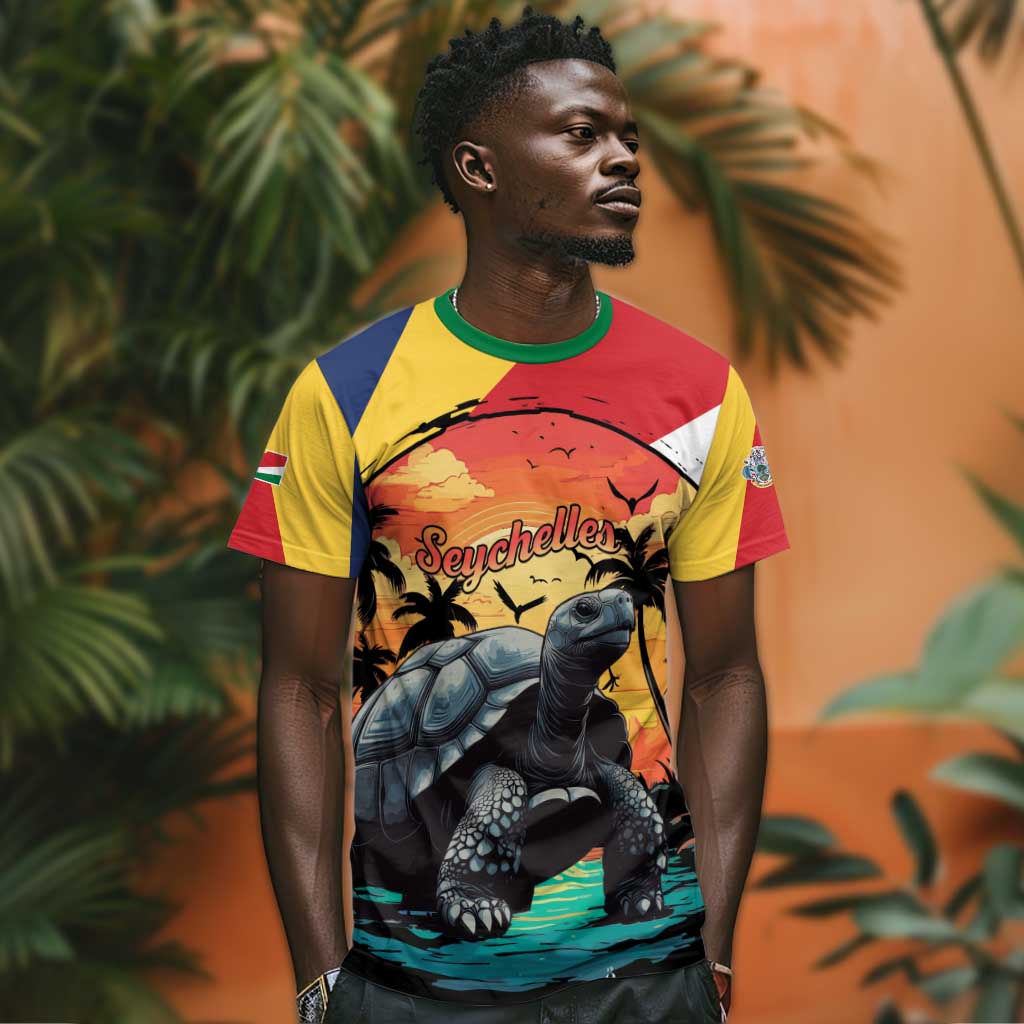 Personalised Afro Seychelles T shirt Aldabra Giant Tortoise With Beach Sunset LT15