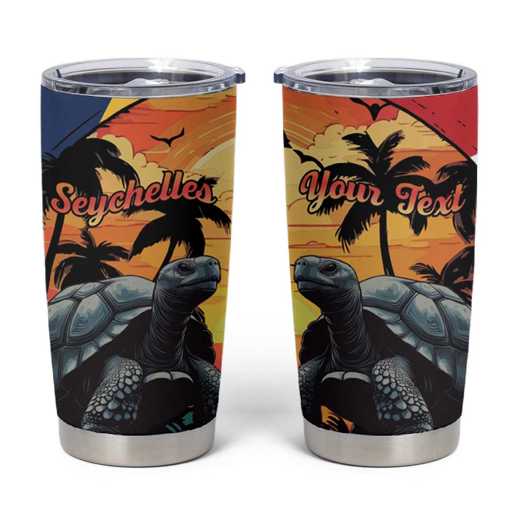 Personalised Afro Seychelles Tumbler Cup Aldabra Giant Tortoise With Beach Sunset LT15