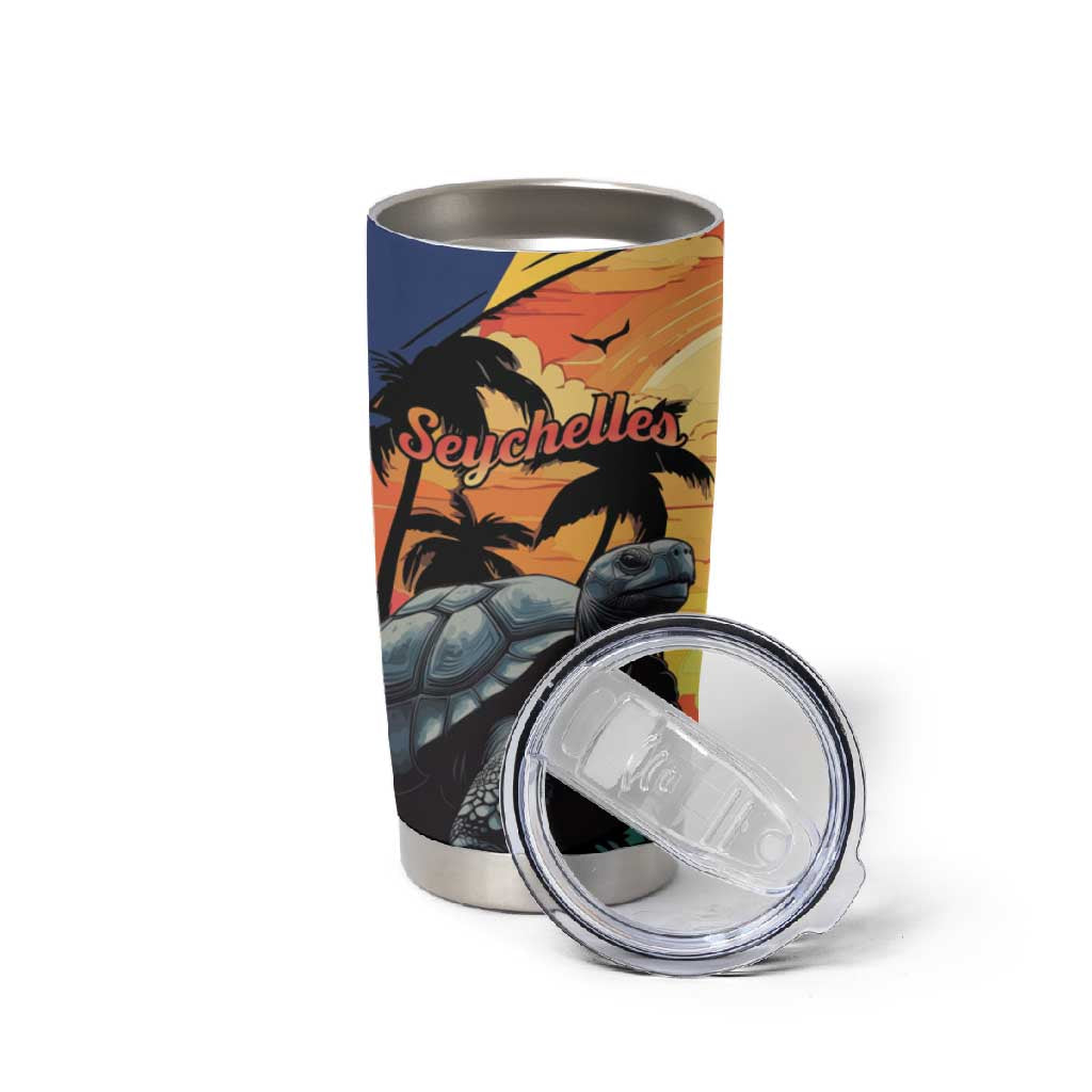 Personalised Afro Seychelles Tumbler Cup Aldabra Giant Tortoise With Beach Sunset LT15