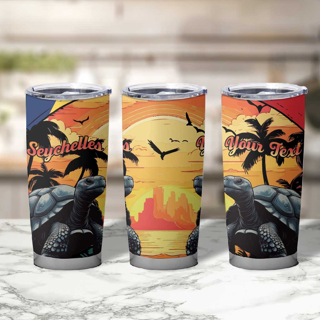 Personalised Afro Seychelles Tumbler Cup Aldabra Giant Tortoise With Beach Sunset LT15