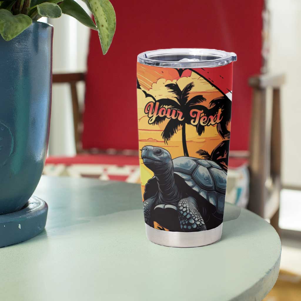 Personalised Afro Seychelles Tumbler Cup Aldabra Giant Tortoise With Beach Sunset LT15