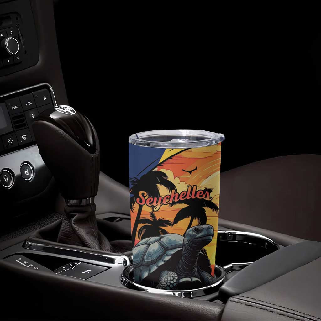 Personalised Afro Seychelles Tumbler Cup Aldabra Giant Tortoise With Beach Sunset LT15