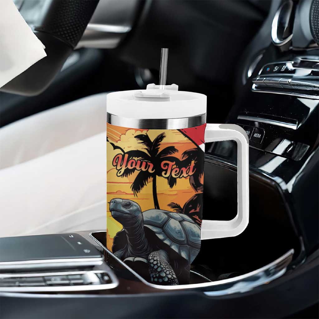Personalised Afro Seychelles Tumbler With Handle Aldabra Giant Tortoise With Beach Sunset LT15