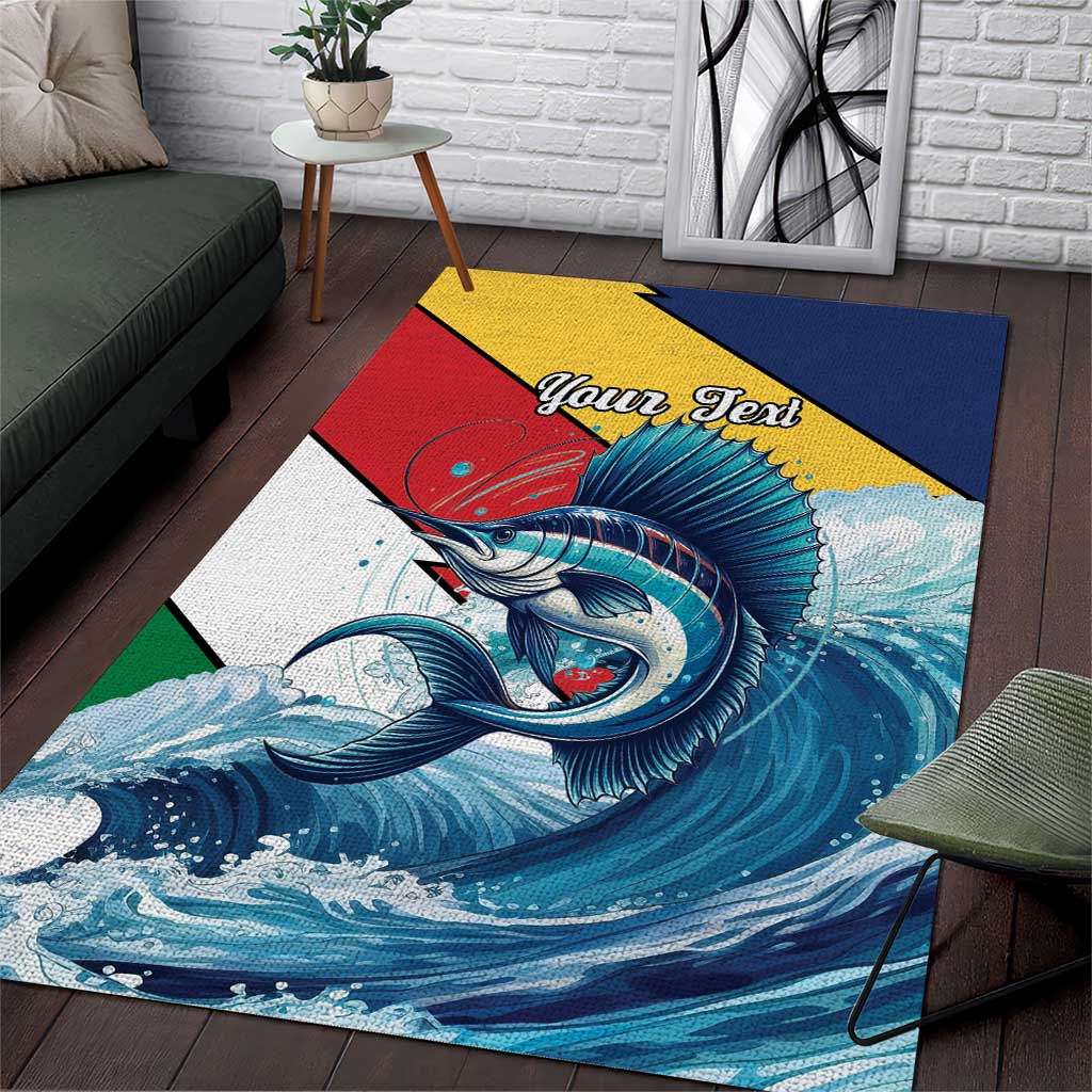 Personalised Afro Seychelles Area Rug Sailfish With Coat Of Arms LT15