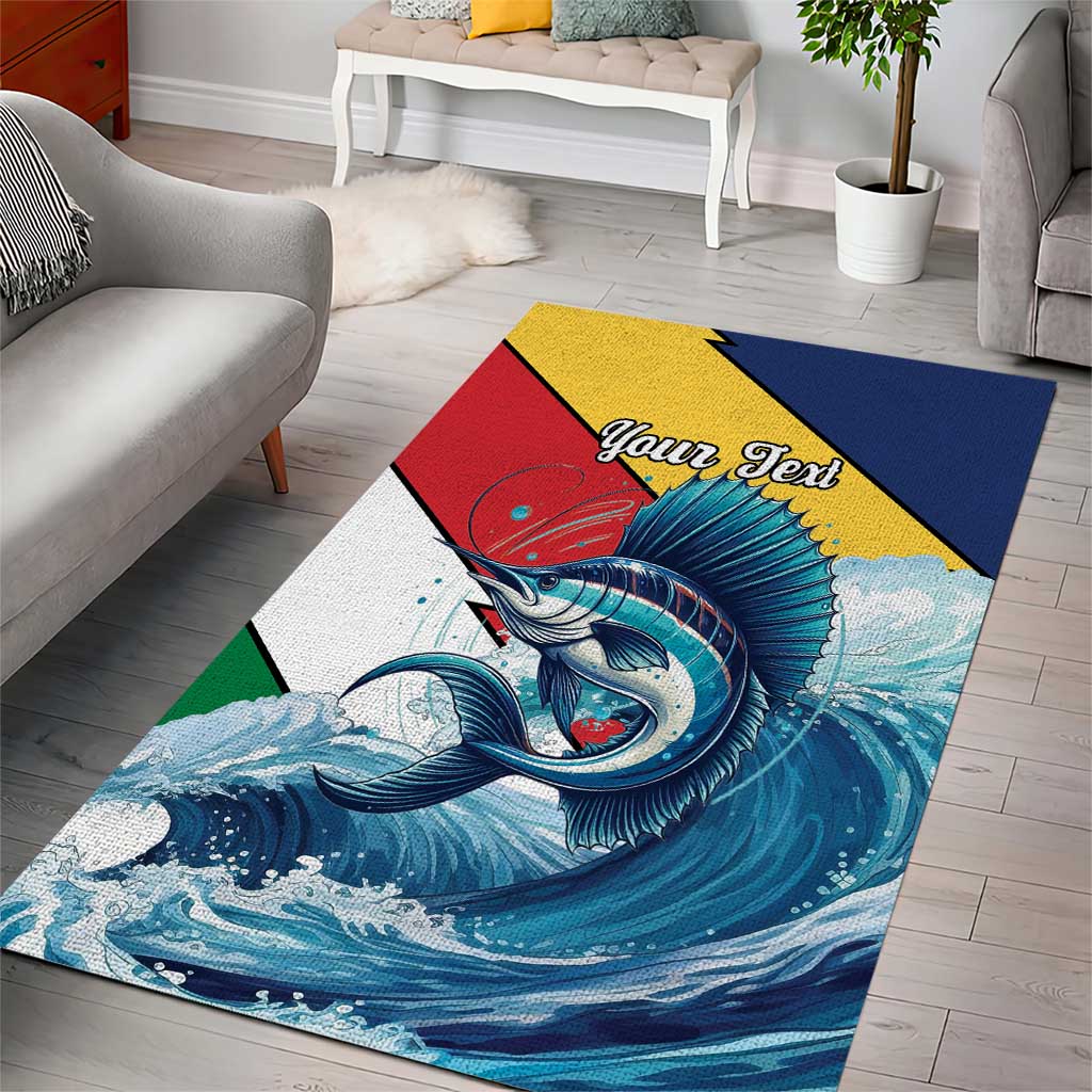 Personalised Afro Seychelles Area Rug Sailfish With Coat Of Arms LT15