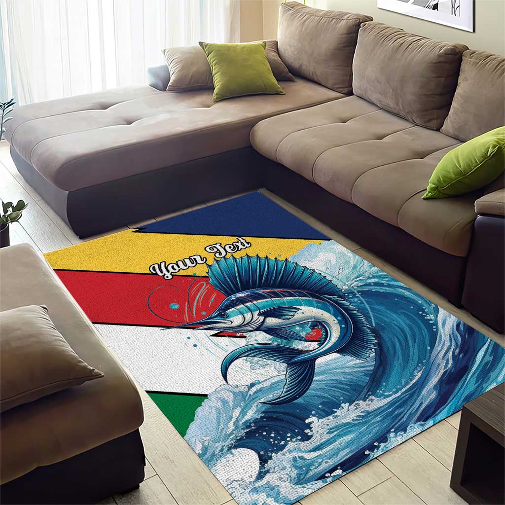 Personalised Afro Seychelles Area Rug Sailfish With Coat Of Arms LT15