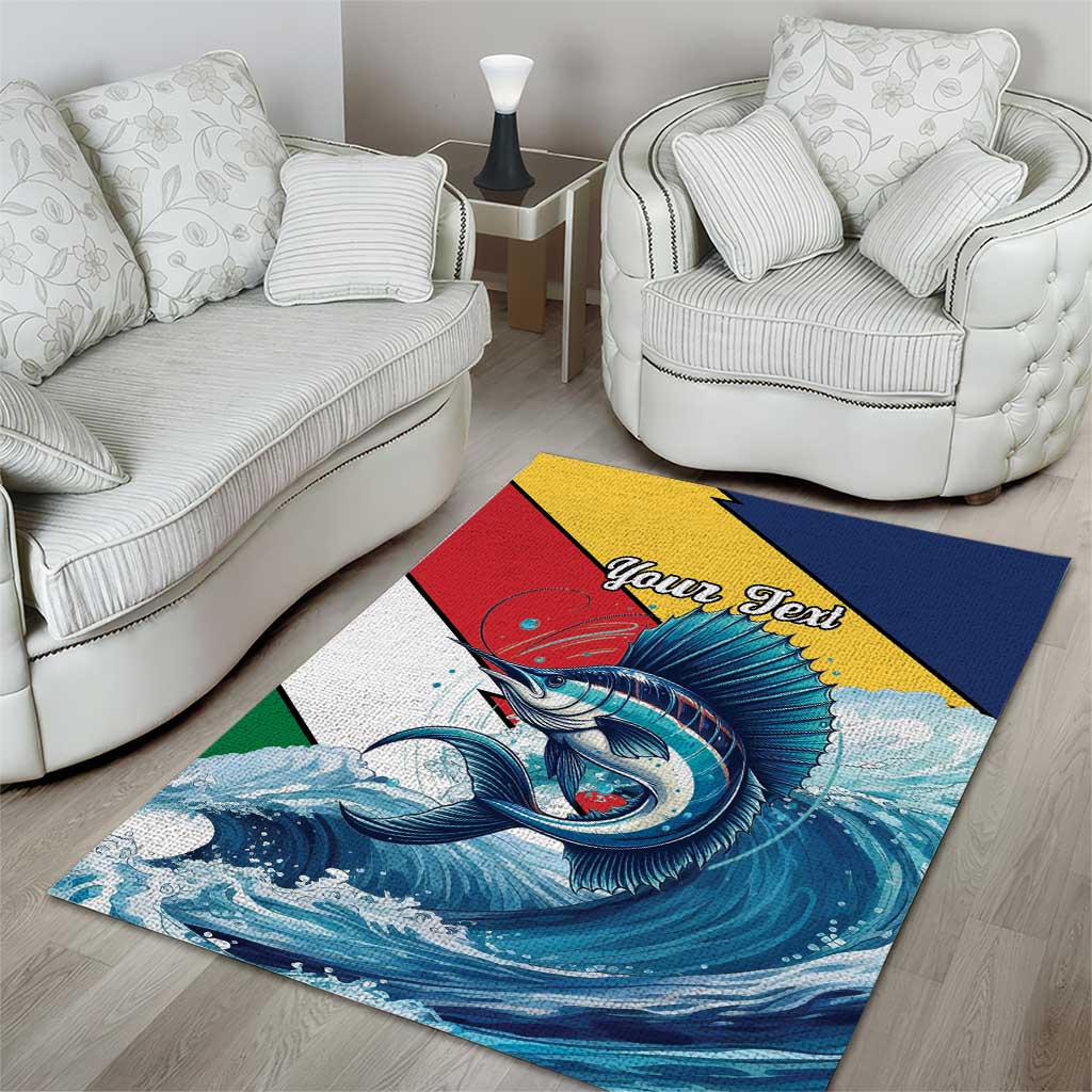 Personalised Afro Seychelles Area Rug Sailfish With Coat Of Arms LT15