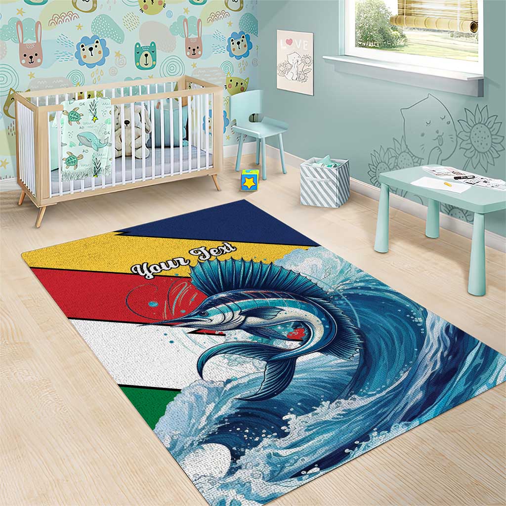 Personalised Afro Seychelles Area Rug Sailfish With Coat Of Arms LT15