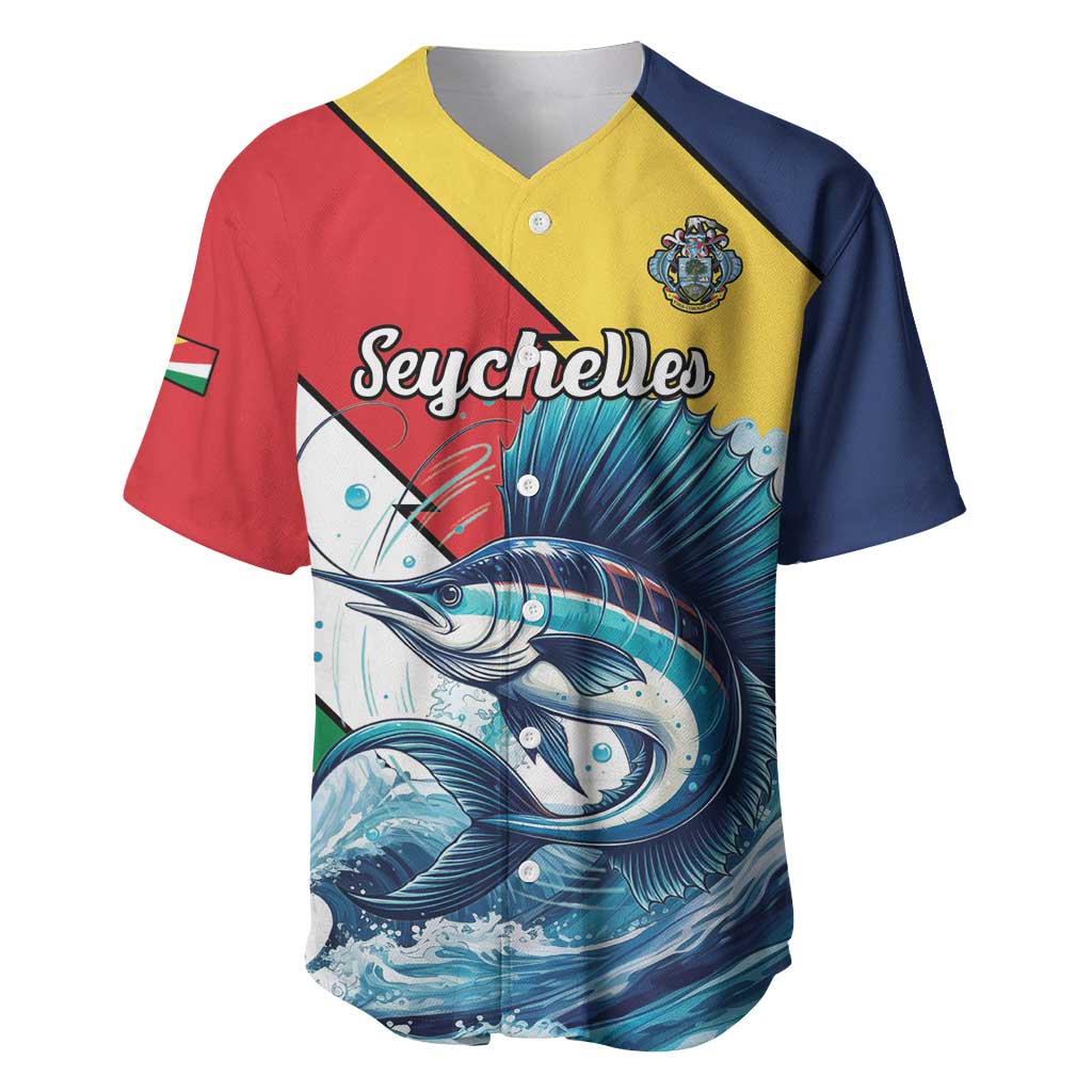 Personalised Afro Seychelles Baseball Jersey Sailfish With Coat Of Arms LT15