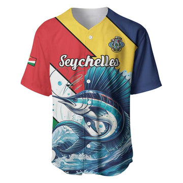 Personalised Afro Seychelles Baseball Jersey Sailfish With Coat Of Arms LT15