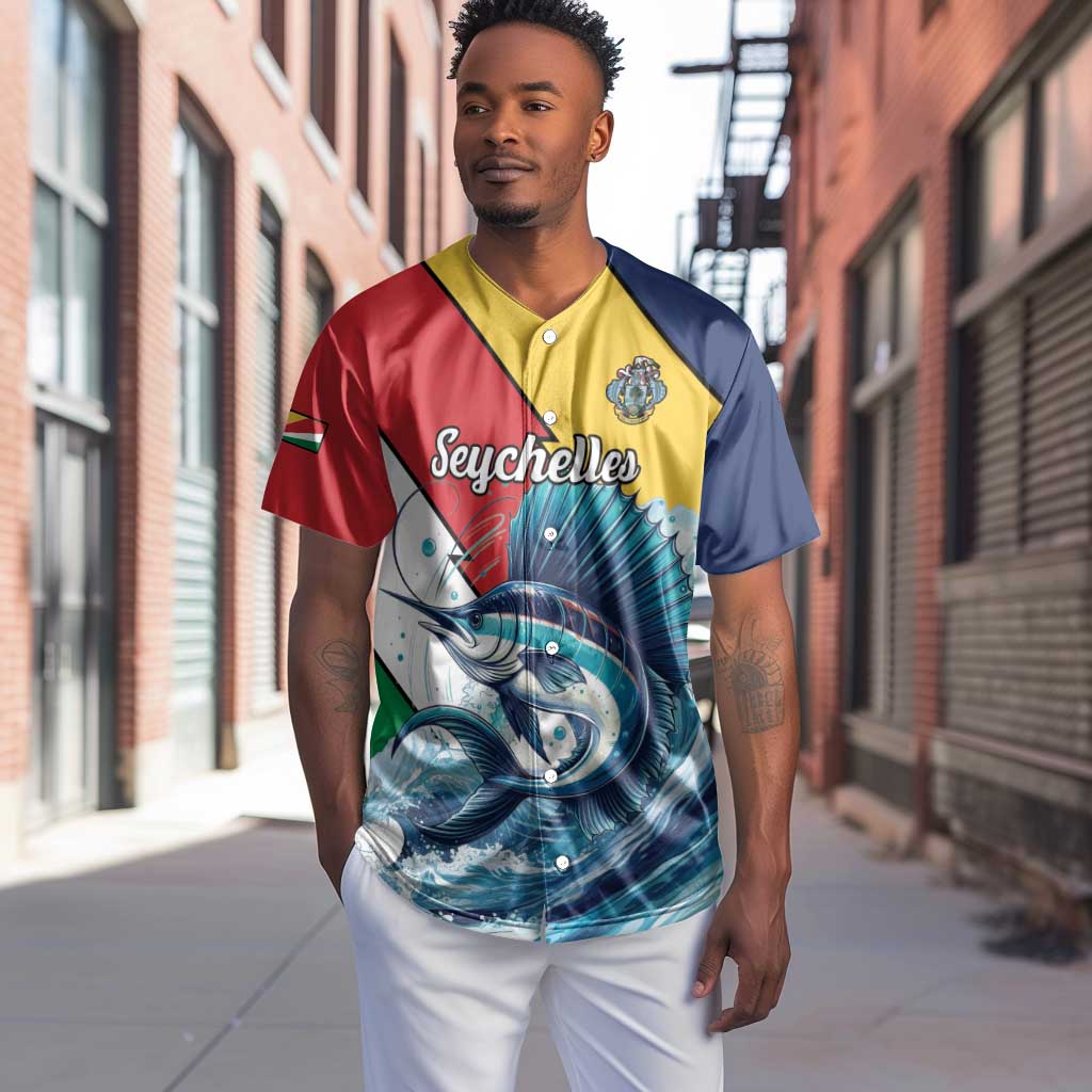 Personalised Afro Seychelles Baseball Jersey Sailfish With Coat Of Arms LT15