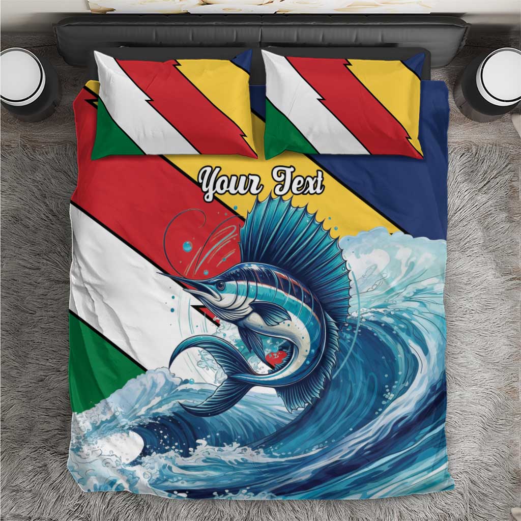 Personalised Afro Seychelles Bedding Set Sailfish With Coat Of Arms LT15
