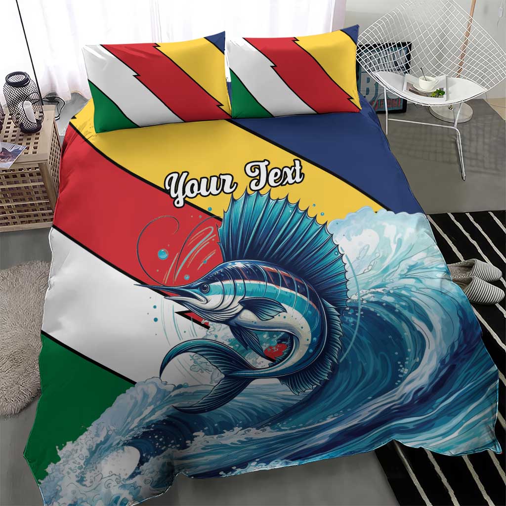 Personalised Afro Seychelles Bedding Set Sailfish With Coat Of Arms LT15