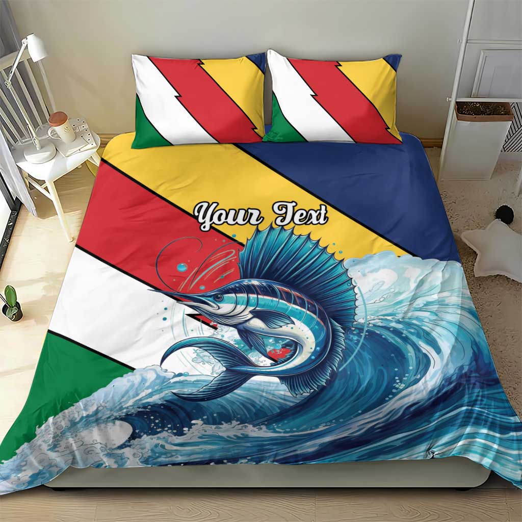 Personalised Afro Seychelles Bedding Set Sailfish With Coat Of Arms LT15