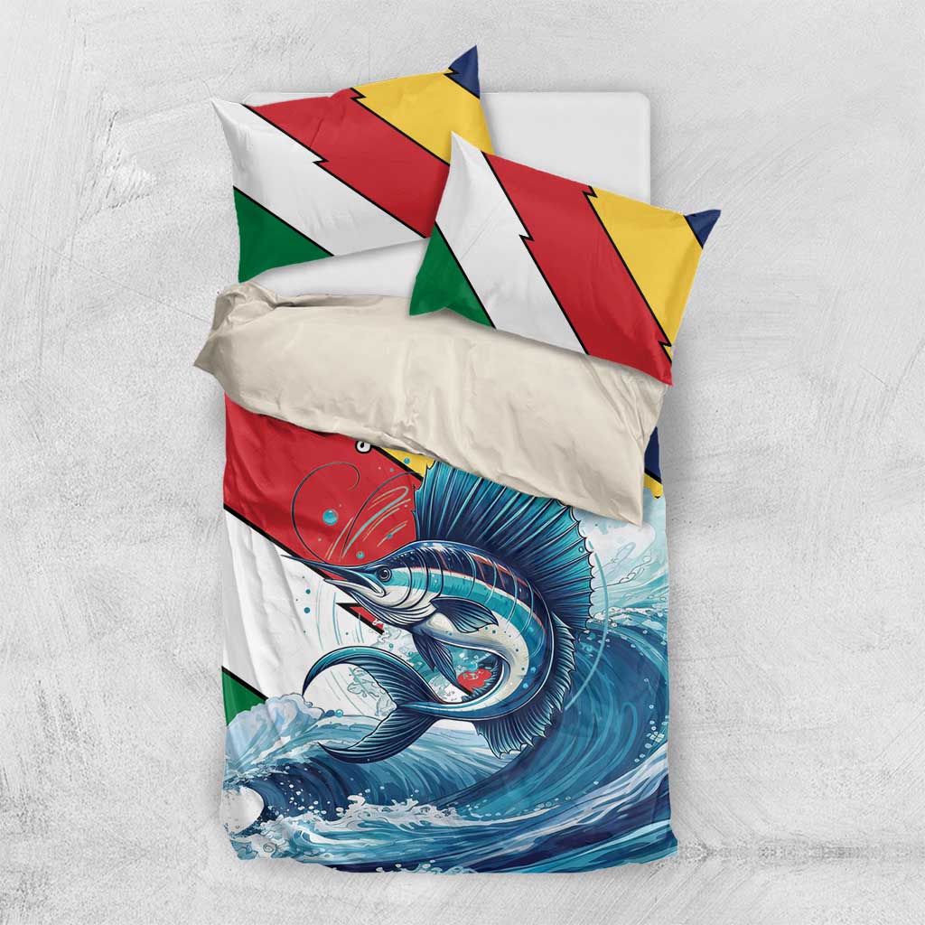 Personalised Afro Seychelles Bedding Set Sailfish With Coat Of Arms LT15
