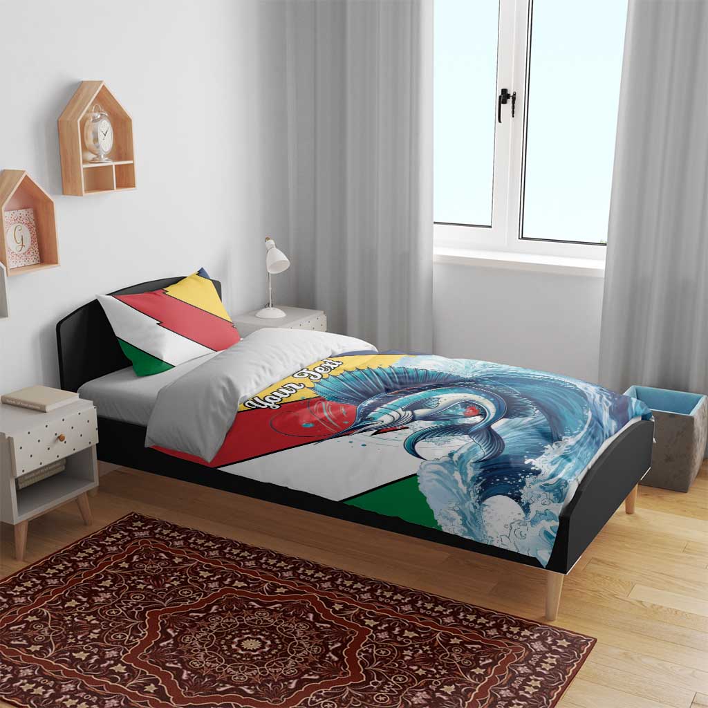 Personalised Afro Seychelles Bedding Set Sailfish With Coat Of Arms LT15