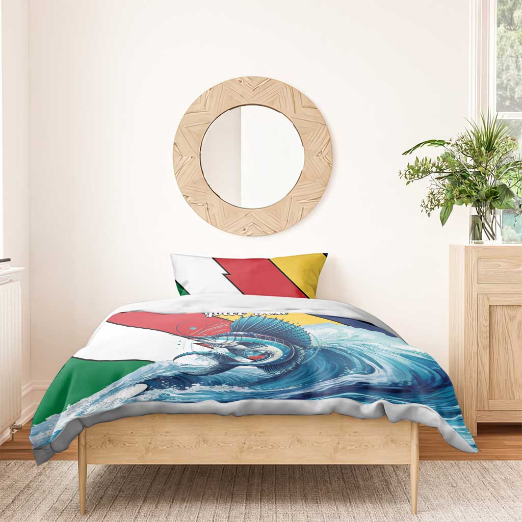 Personalised Afro Seychelles Bedding Set Sailfish With Coat Of Arms LT15