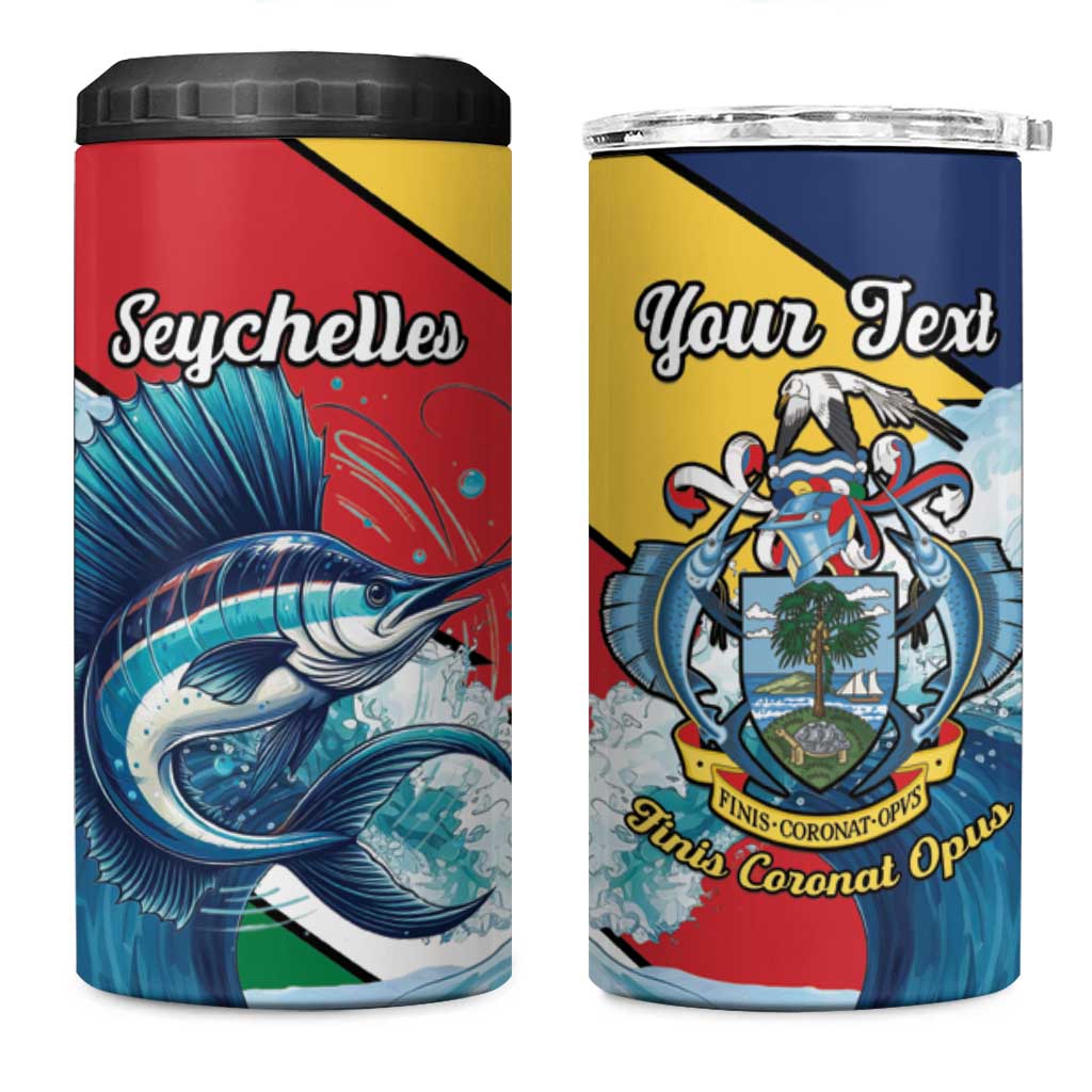 Personalised Afro Seychelles 4 in 1 Can Cooler Tumbler Sailfish With Coat Of Arms LT15