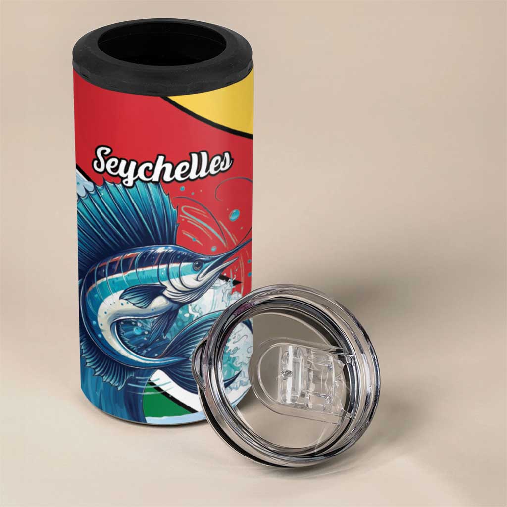 Personalised Afro Seychelles 4 in 1 Can Cooler Tumbler Sailfish With Coat Of Arms LT15