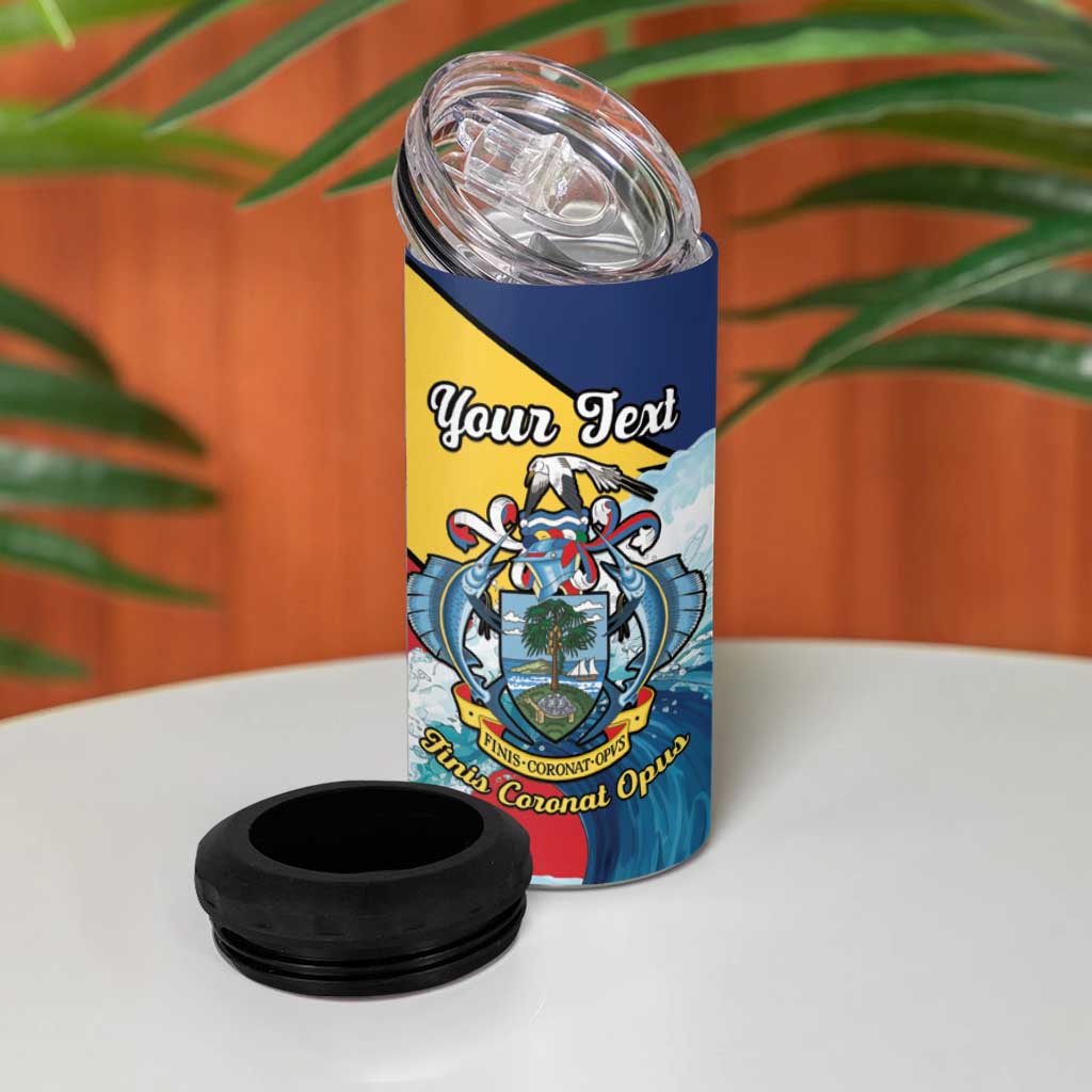 Personalised Afro Seychelles 4 in 1 Can Cooler Tumbler Sailfish With Coat Of Arms LT15
