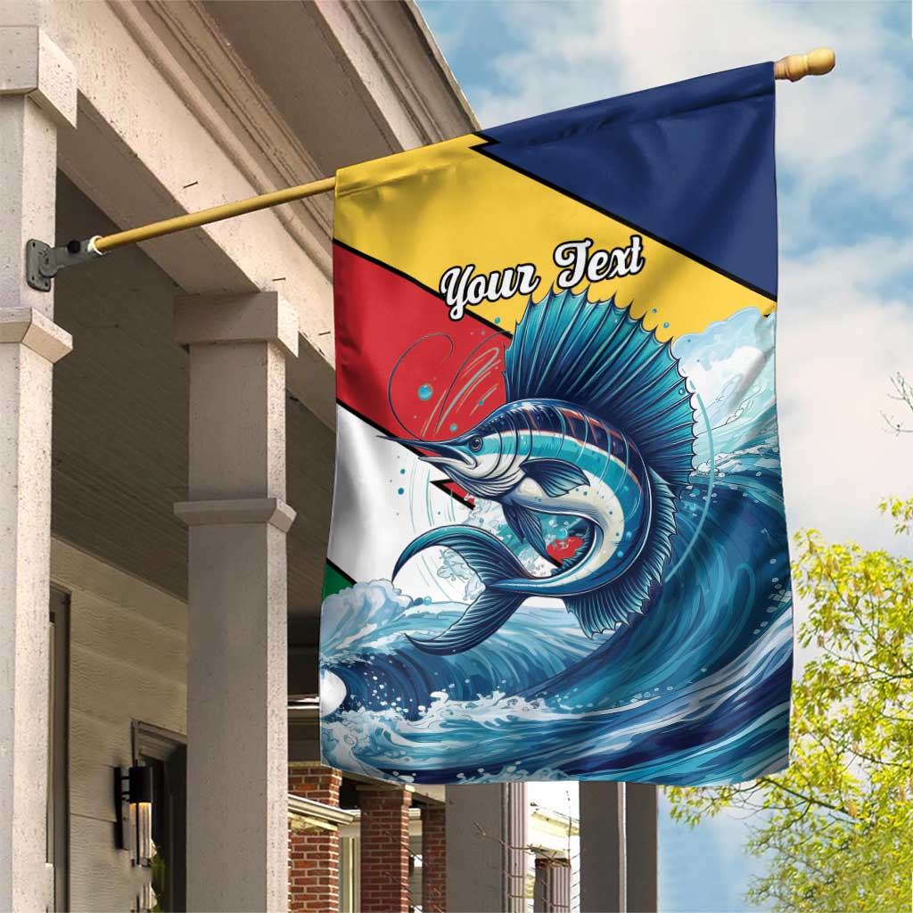 Personalised Afro Seychelles Garden Flag Sailfish With Coat Of Arms LT15