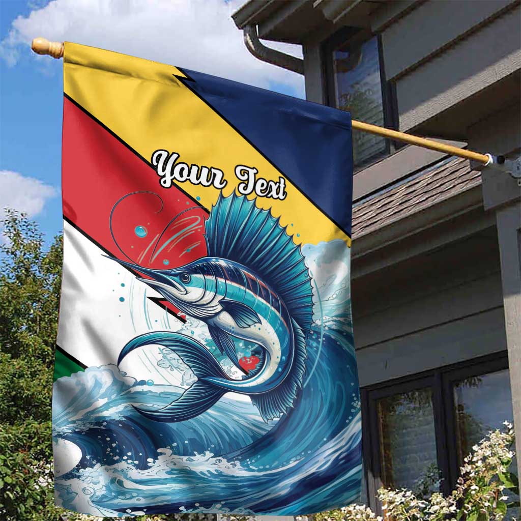 Personalised Afro Seychelles Garden Flag Sailfish With Coat Of Arms LT15