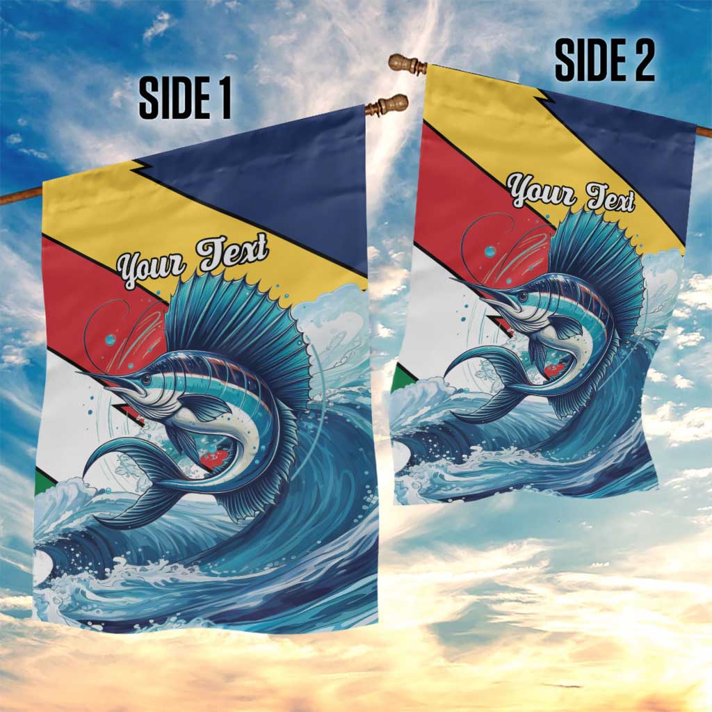 Personalised Afro Seychelles Garden Flag Sailfish With Coat Of Arms LT15