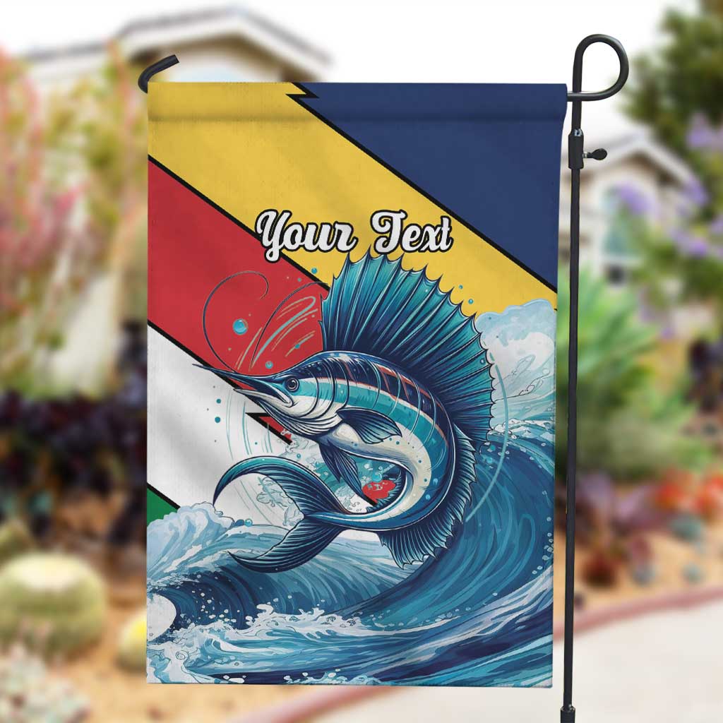 Personalised Afro Seychelles Garden Flag Sailfish With Coat Of Arms LT15