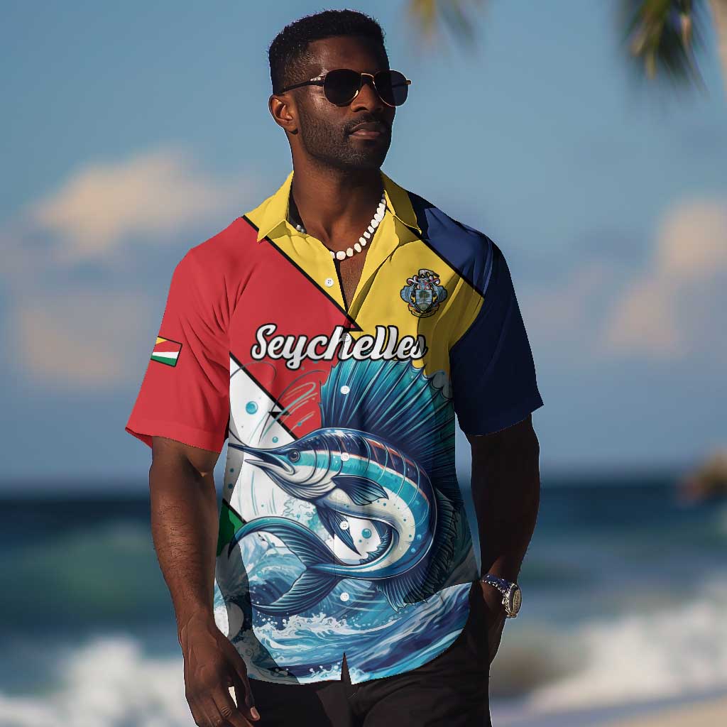 Personalised Afro Seychelles Hawaiian Shirt Sailfish With Coat Of Arms LT15