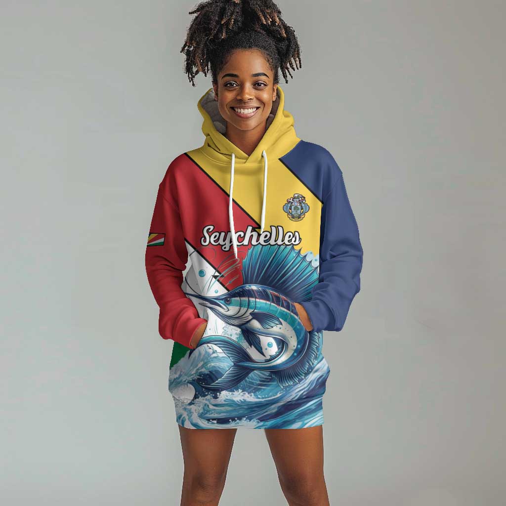 Personalised Afro Seychelles Hoodie Dress Sailfish With Coat Of Arms LT15