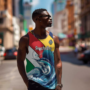Personalised Afro Seychelles Men Tank Top Sailfish With Coat Of Arms LT15