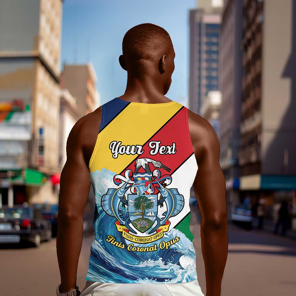 Personalised Afro Seychelles Men Tank Top Sailfish With Coat Of Arms LT15